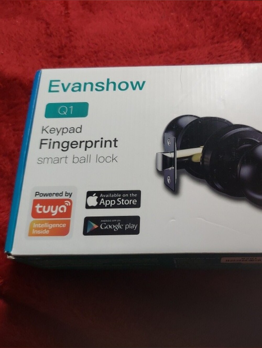 Evanshow Keypad Fingerprint Smart Ball Lock Model Q1 Black Open Box